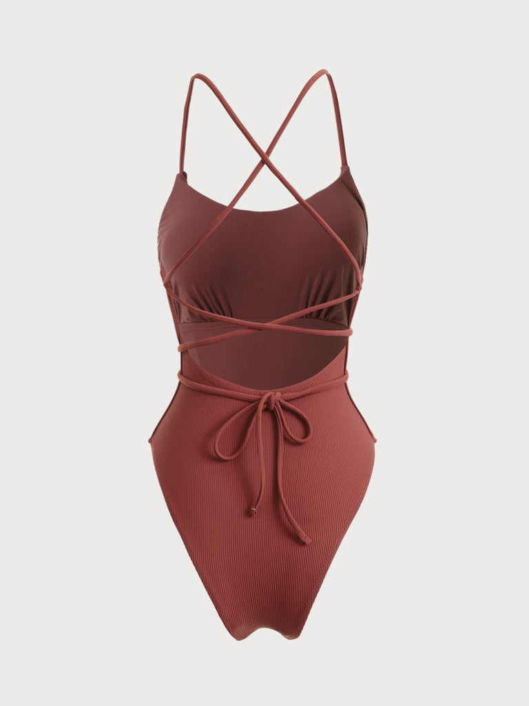 BERLOOK - Sustainable One-Pieces _ Backless Tie One-Piece Swimsuit
