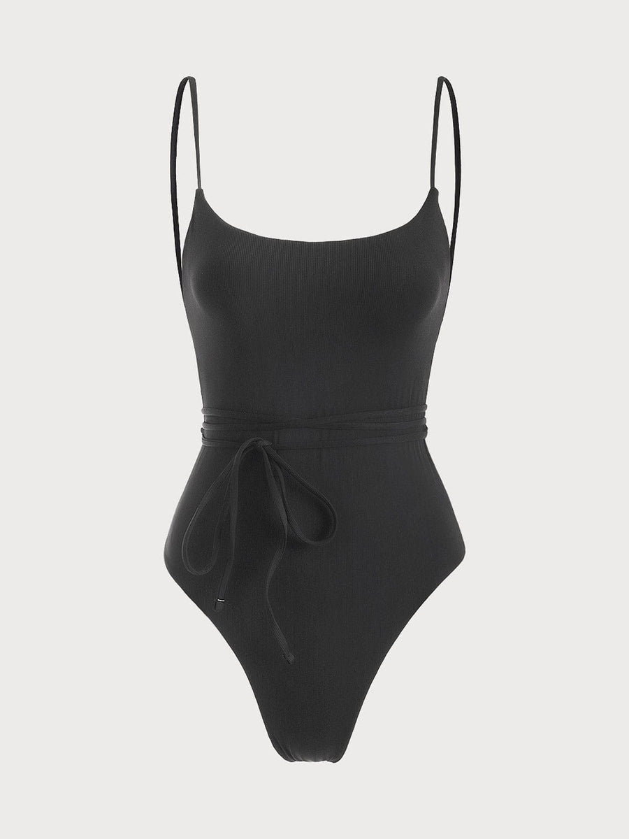 Backless Tie One-Piece Swimsuit & Reviews - Black - Sustainable One ...