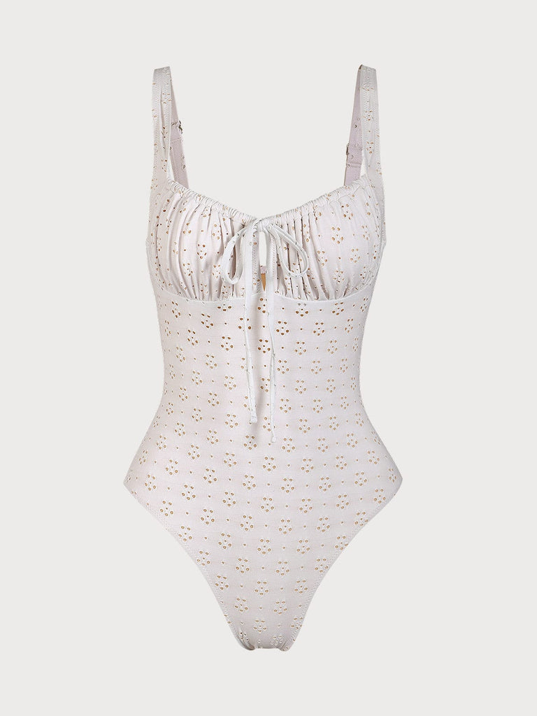 Floral Cutout One-Piece Swimsuit & Reviews - White - Sustainable One ...