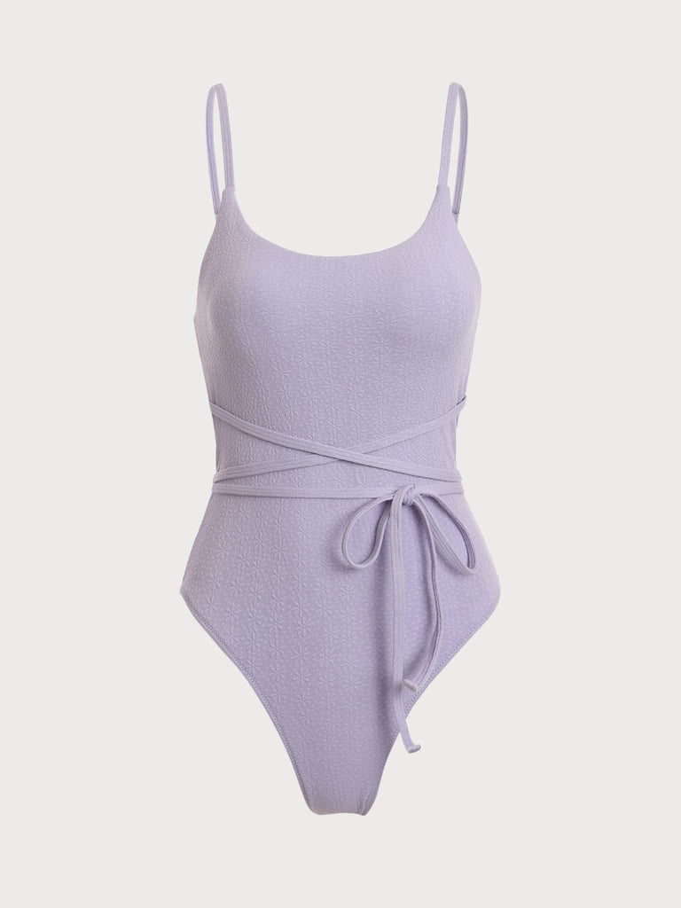 BERLOOK - Sustainable One-Pieces _ Purple / S Textured Tie One-Piece Swimsuit