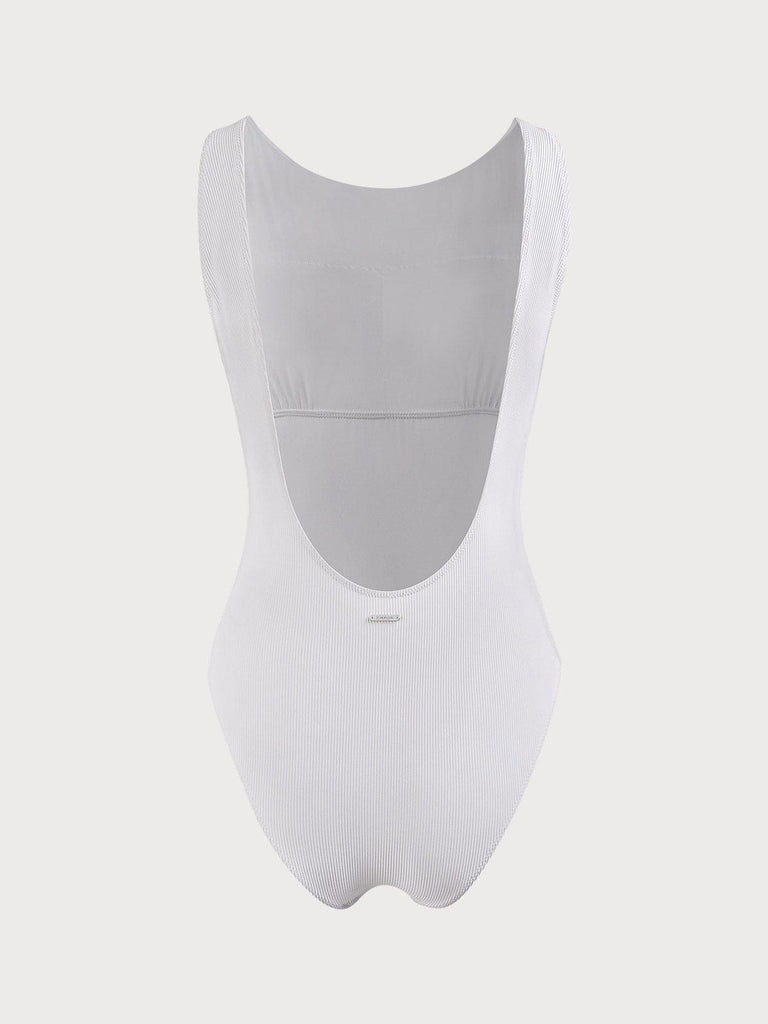 BERLOOK - Sustainable One-Pieces _ Solid Color Backless One-Piece Swimsuit