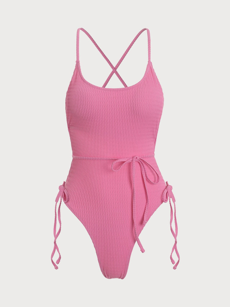 BERLOOK - Sustainable One-Pieces _ Textured Backless One Piece Swimwear