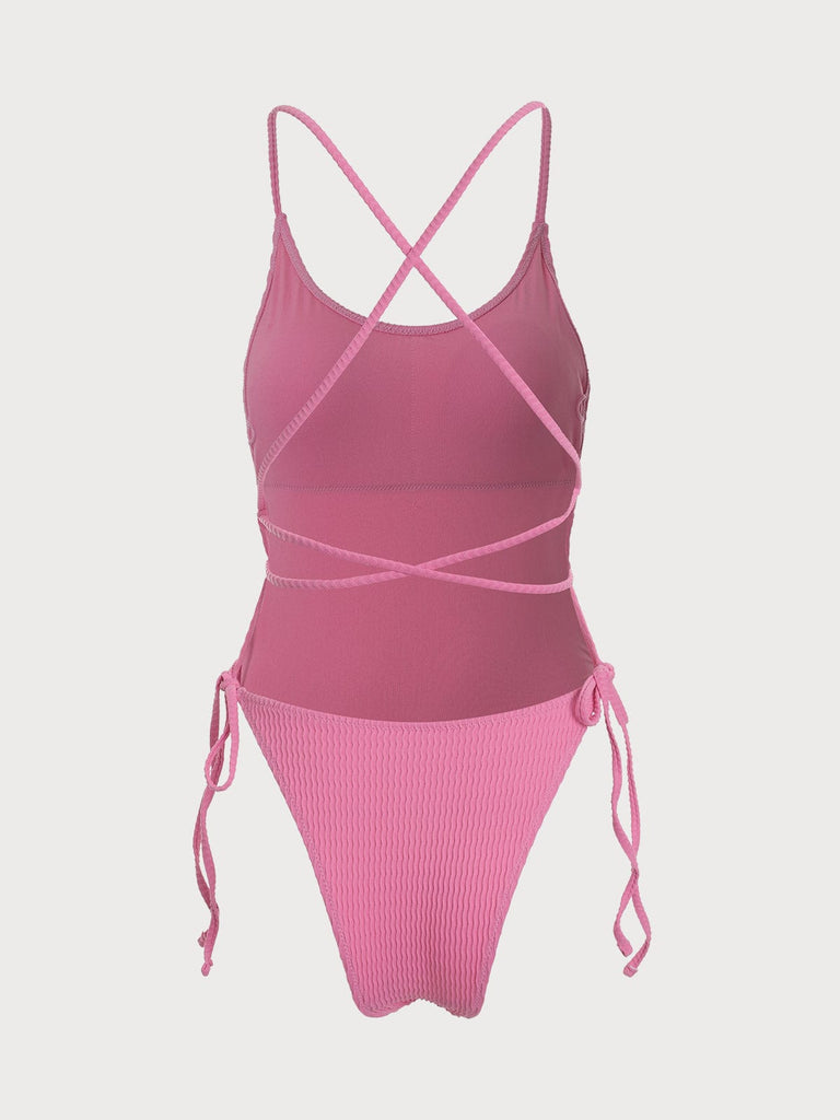 BERLOOK - Sustainable One-Pieces _ Textured Backless One Piece Swimwear