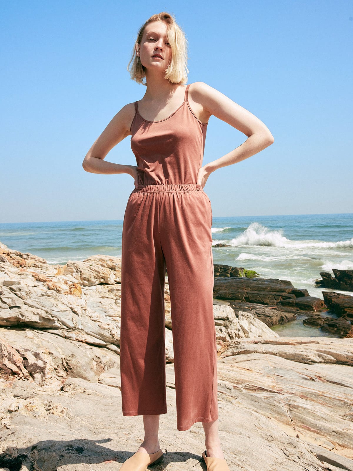 Solid Elastic Waist Supima Cotton Pajama Pants