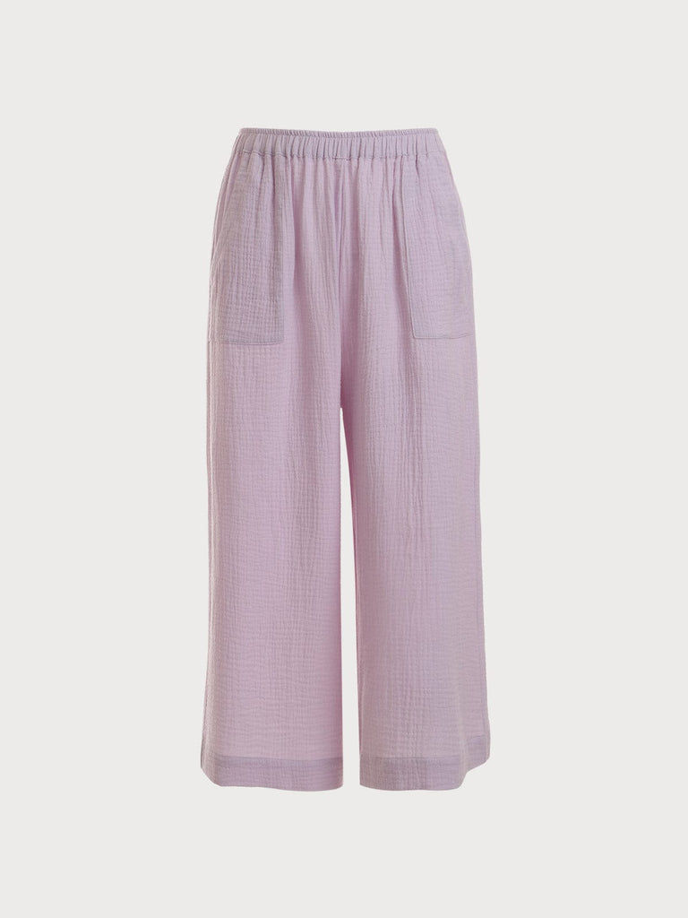 BERLOOK - Sustainable Pajama Bottoms _ Solid Pocket Organic Cotton Straight Pants