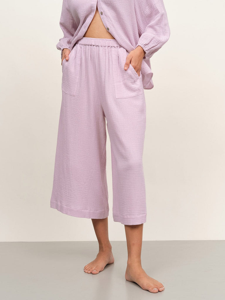 BERLOOK - Sustainable Pajama Bottoms _ Solid Pocket Organic Cotton Straight Pants