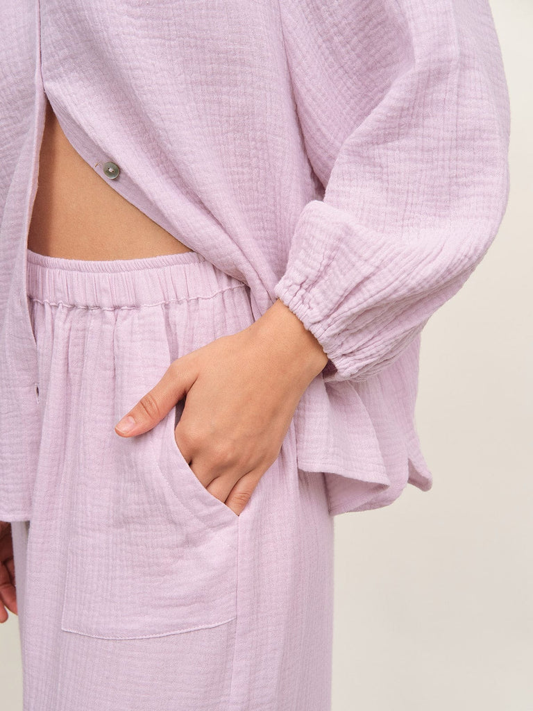 BERLOOK - Sustainable Pajama Bottoms _ Solid Pocket Organic Cotton Straight Pants
