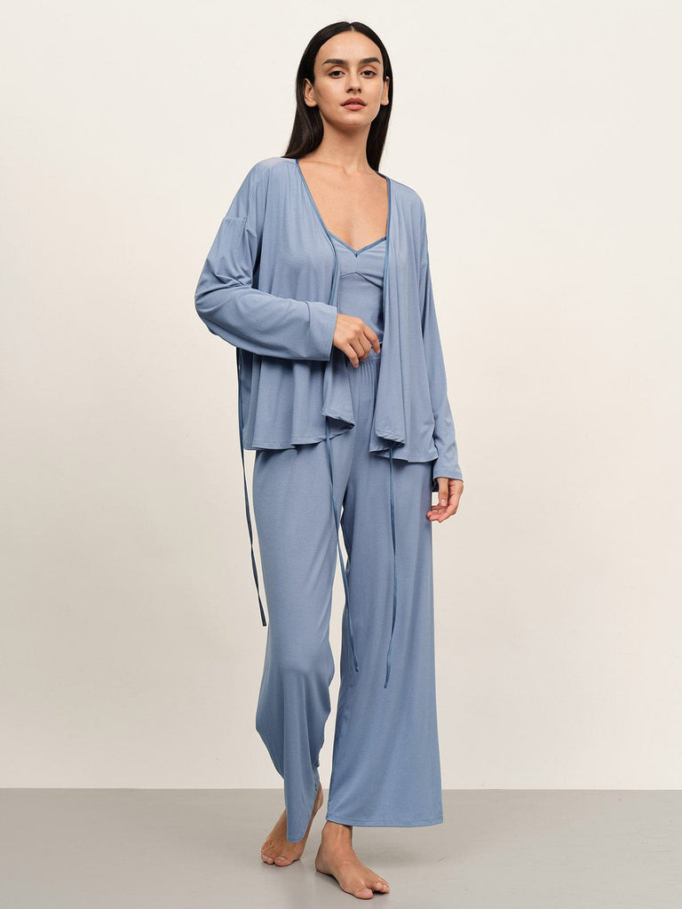 BERLOOK - Sustainable Pajama Sets _ Blue / S Color Block EcoCosy® Viscose Three-Piece Set