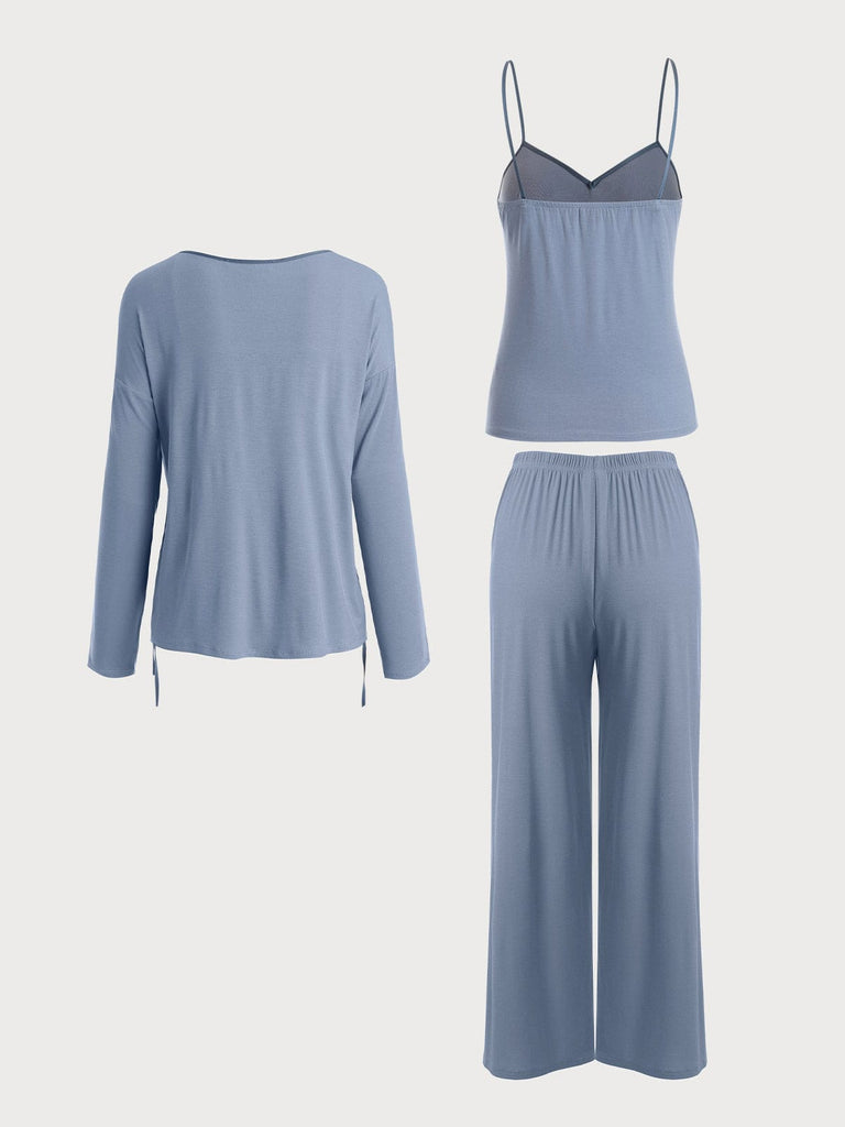 BERLOOK - Sustainable Pajama Sets _ Color Block EcoCosy® Viscose Three-Piece Set