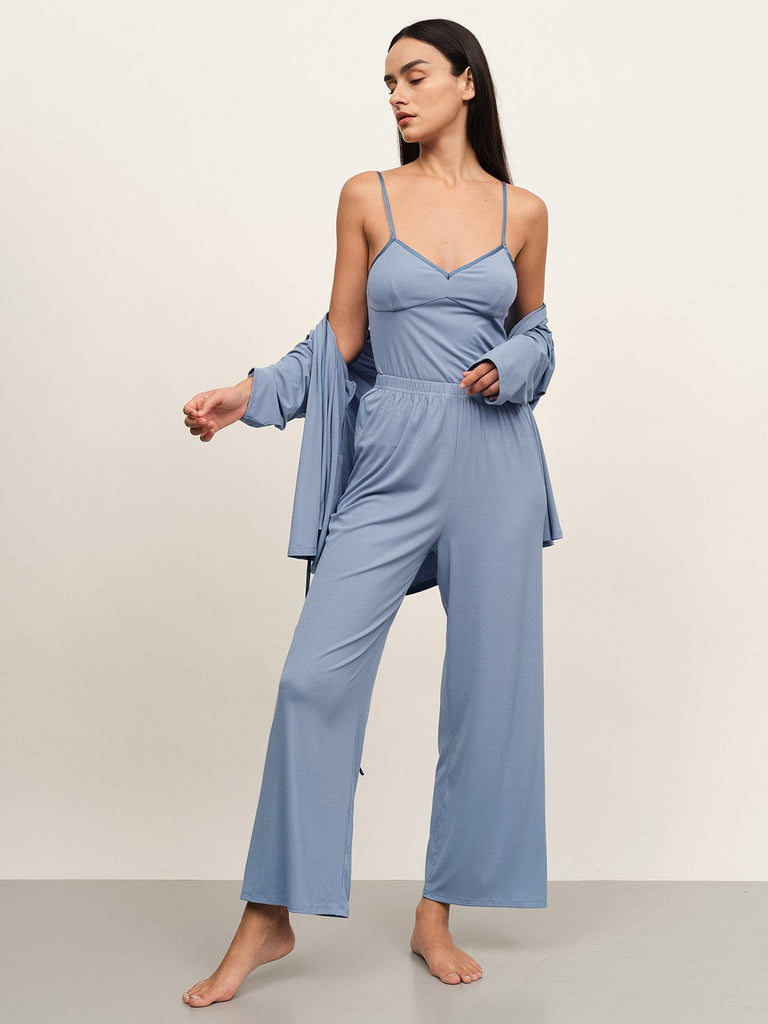 BERLOOK - Sustainable Pajama Sets _ Color Block EcoCosy® Viscose Three-Piece Set