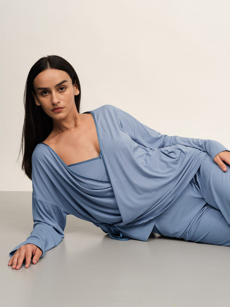 BERLOOK - Sustainable Pajama Sets _ Color Block EcoCosy® Viscose Three-Piece Set
