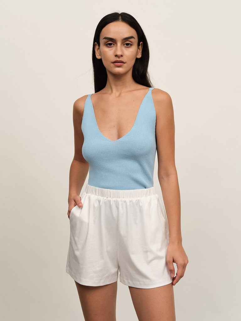 BERLOOK - Sustainable Pajama Sets _ Solid Supima Cotton Pocket Shorts Set
