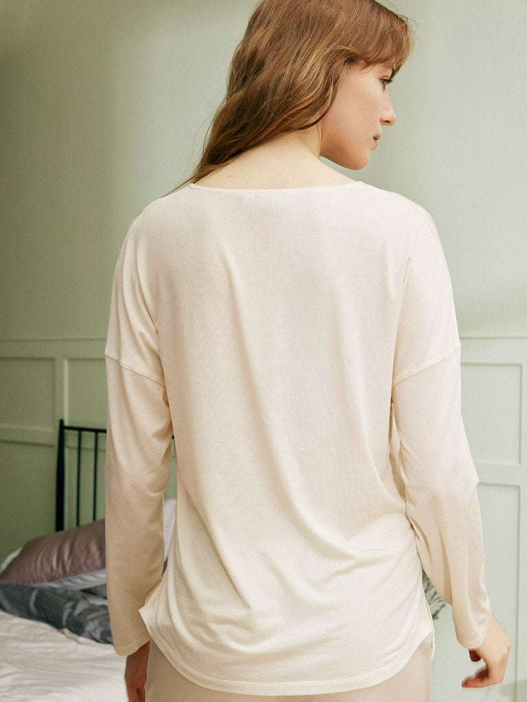 BERLOOK - Sustainable Pajama Tops _ V Neck TENCEL™ Lyocell Fibers Split Top