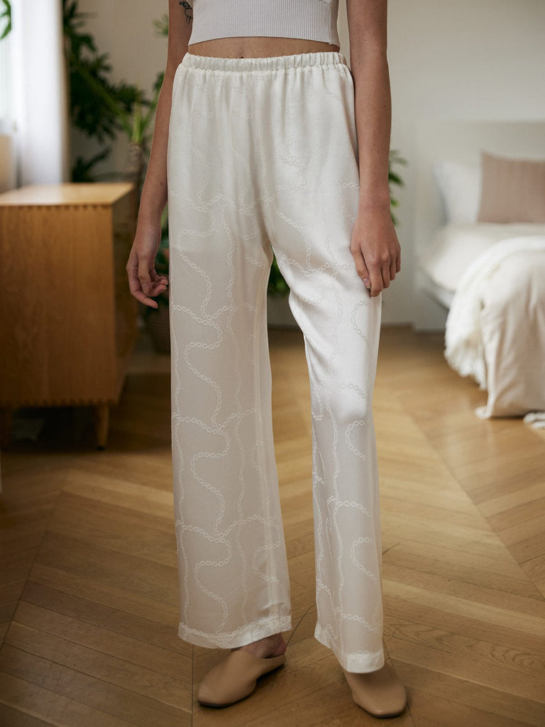 BERLOOK - Sustainable Pants _ White / S Chain Jacquard Pants