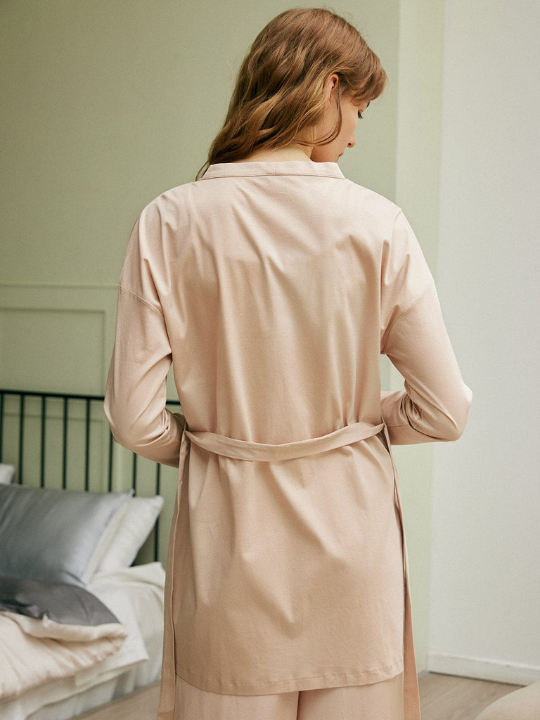 BERLOOK - Sustainable Robes _ Drop Shoulder Supima Cotton Knotted Robe