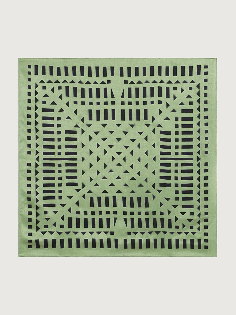 BERLOOK - Sustainable Scarves _ Green / One Size Geometric Pattern Silk Kerchief