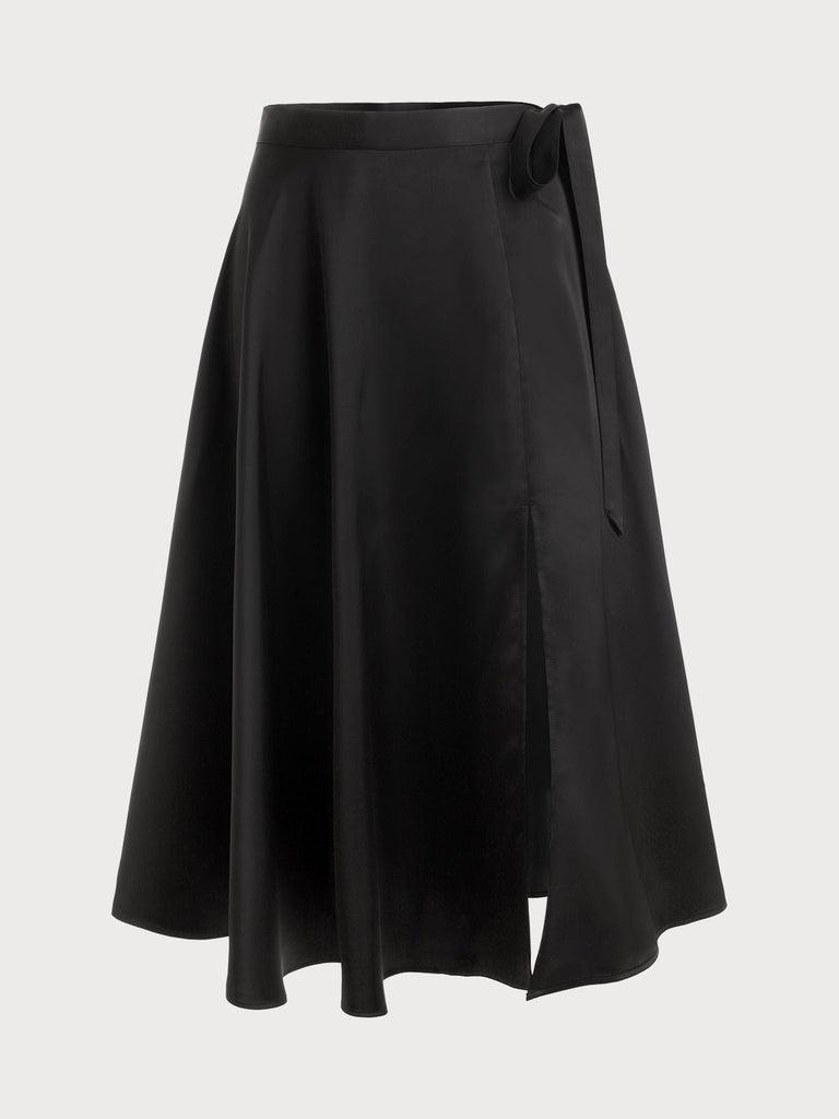 BERLOOK - Sustainable Skirts _ Black / XL Split Ribbon Skirt