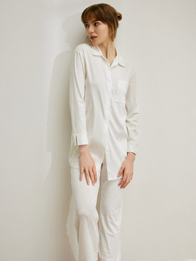 BERLOOK - Sustainable Sleep Dresses _ Cuff  Supima Cotton Split Shirt