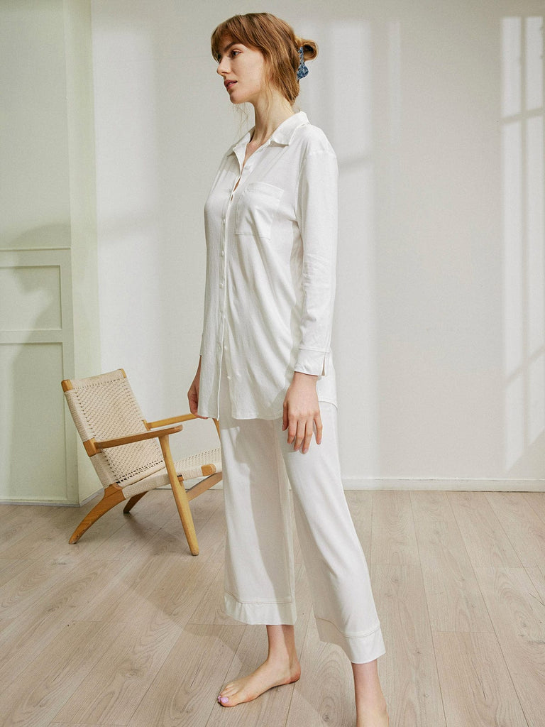 BERLOOK - Sustainable Sleep Dresses _ Cuff  Supima Cotton Split Shirt