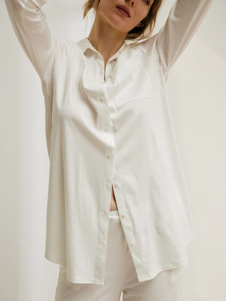 BERLOOK - Sustainable Sleep Dresses _ Cuff  Supima Cotton Split Shirt