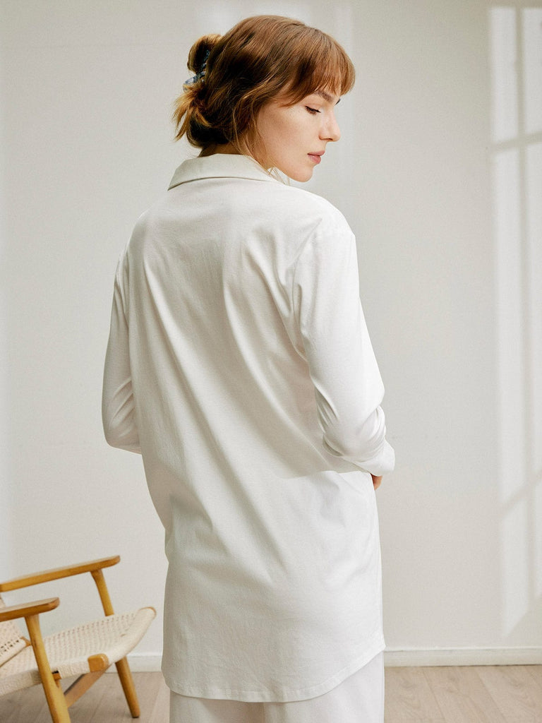 BERLOOK - Sustainable Sleep Dresses _ Cuff  Supima Cotton Split Shirt