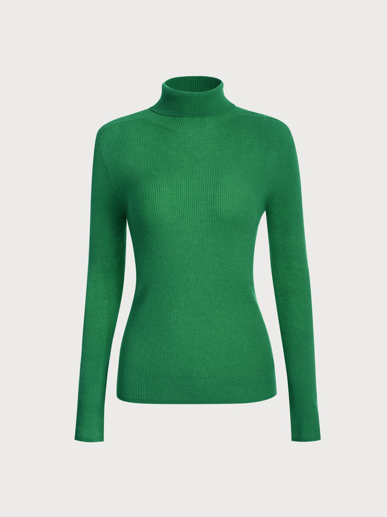 BERLOOK - Sustainable Sweaters & Knits _ Green / One Size Solid Color Wool Knit Top