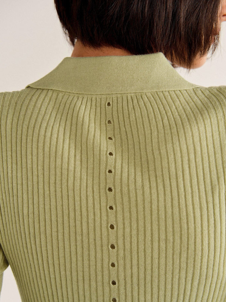 BERLOOK - Sustainable Sweaters & Knits _ Light Green / One Size Side Split Cutout Knit Top