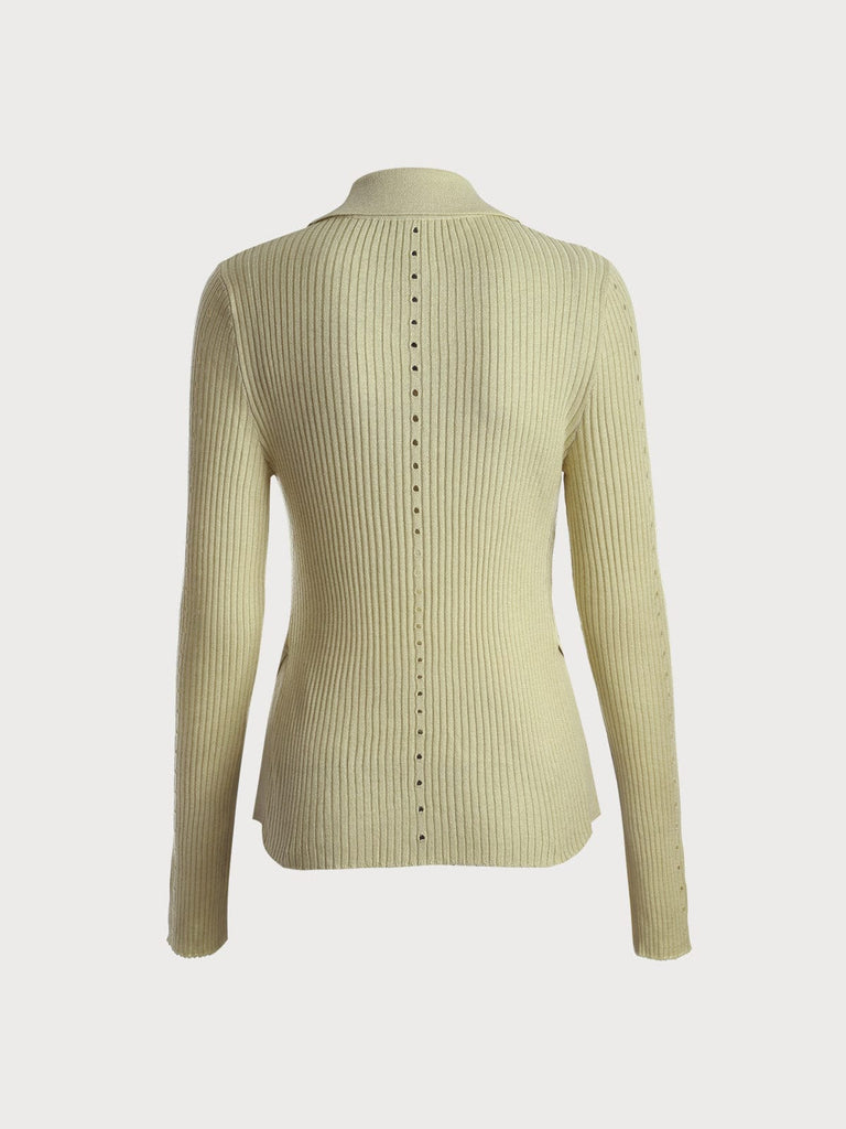 BERLOOK - Sustainable Sweaters & Knits _ Light Green / One Size Side Split Cutout Knit Top