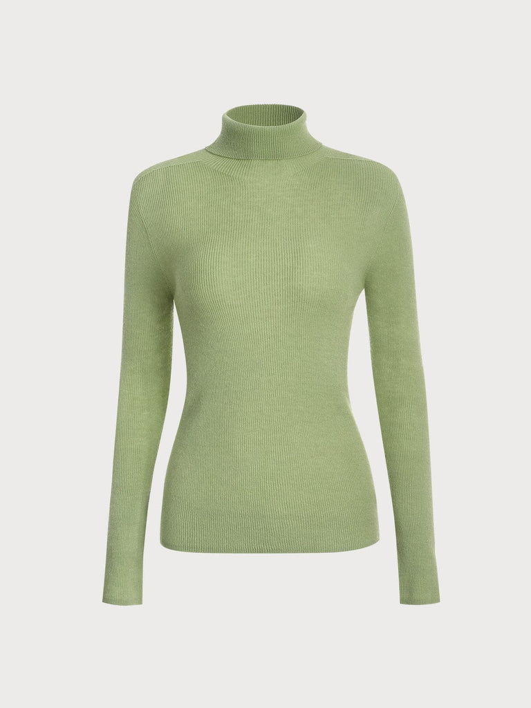BERLOOK - Sustainable Sweaters & Knits _ Light Green / One Size Solid Color Wool Knit Top