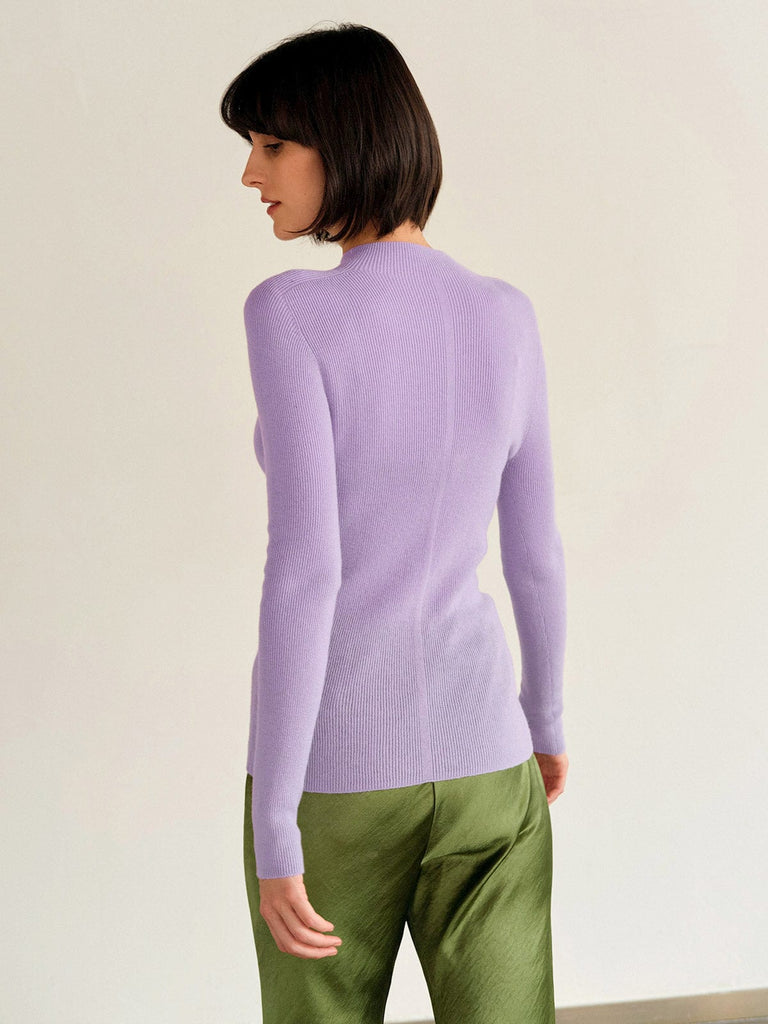 BERLOOK - Sustainable Sweaters & Knits _ Mock Neck Wool Knit Top