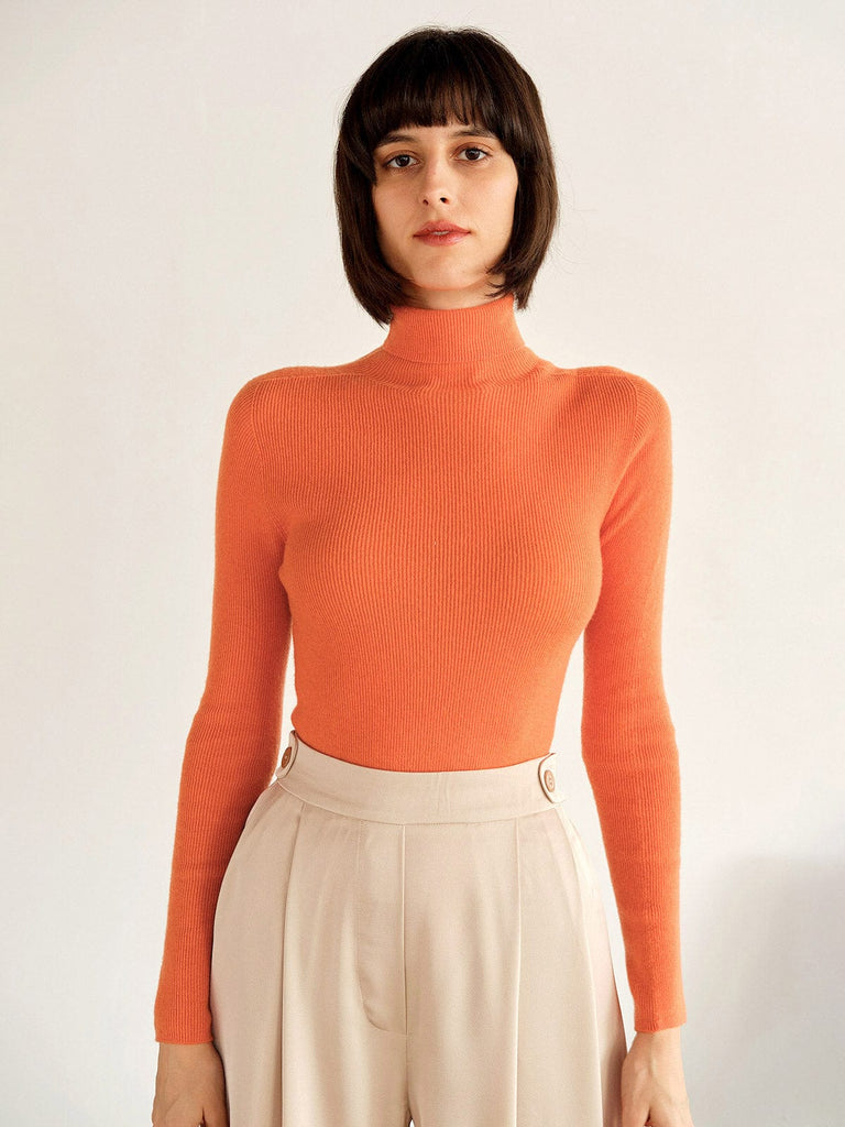 BERLOOK - Sustainable Sweaters & Knits _ Orange / One Size Solid Color Wool Knit Top