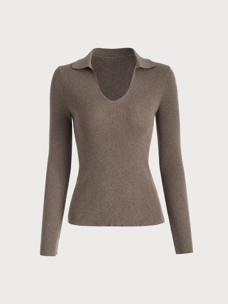 BERLOOK - Sustainable Sweaters & Knits _ Polo Neck Long Sleeve Knit Top