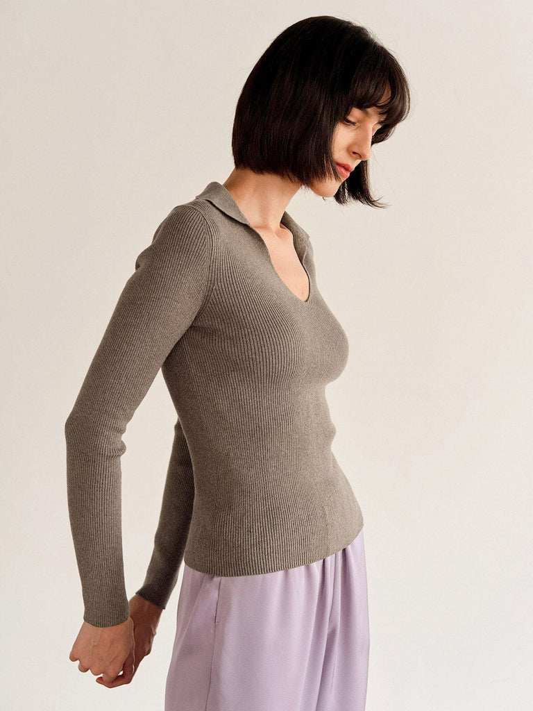 BERLOOK - Sustainable Sweaters & Knits _ Polo Neck Long Sleeve Knit Top