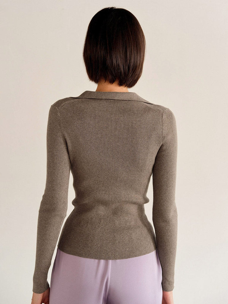 BERLOOK - Sustainable Sweaters & Knits _ Polo Neck Long Sleeve Knit Top