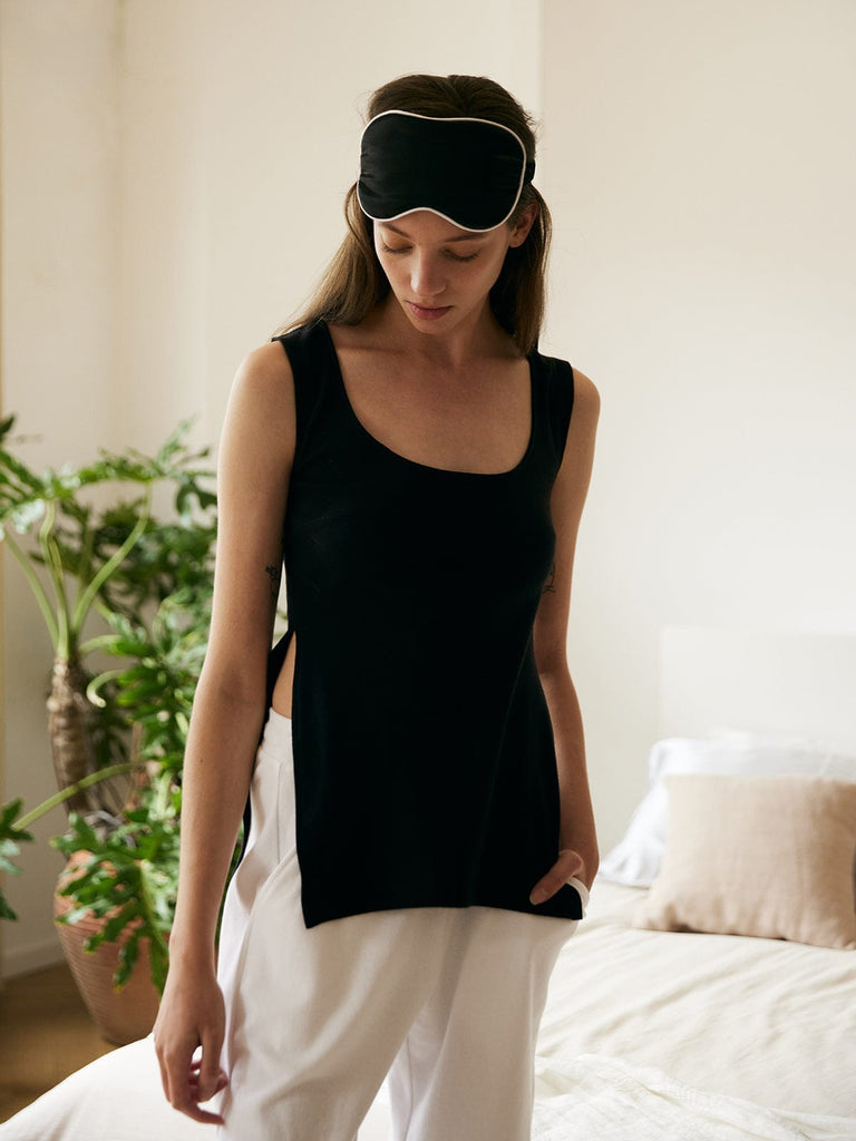 BERLOOK - Sustainable Tank Tops&Camis _ Black / S Side Split BCI Cotton Tank Top