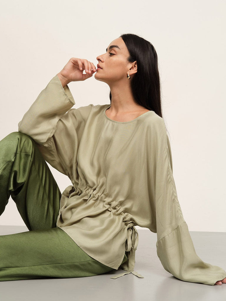 BERLOOK - Sustainable Tops _ Drawstring Waist Blouse