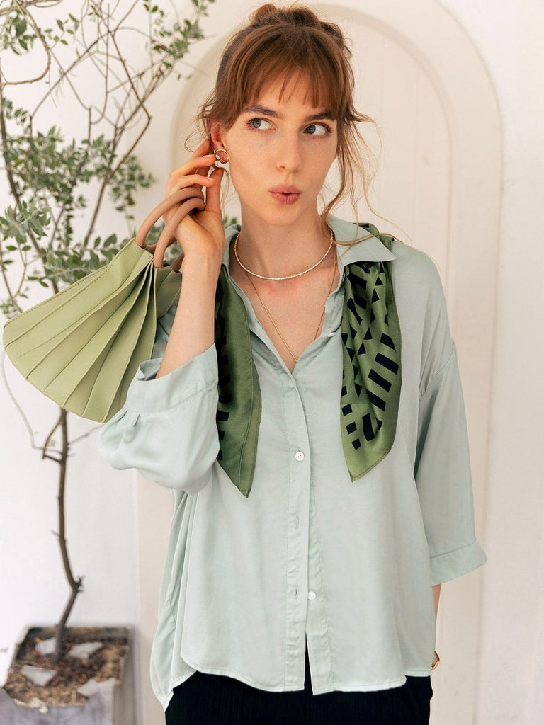 BERLOOK - Sustainable Tops _ Drop Sleeve Viscose Button Shirt