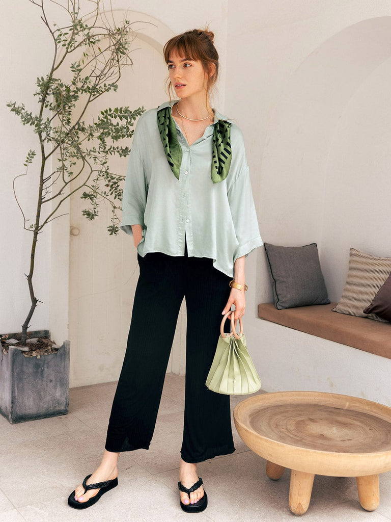 BERLOOK - Sustainable Tops _ Drop Sleeve Viscose Button Shirt