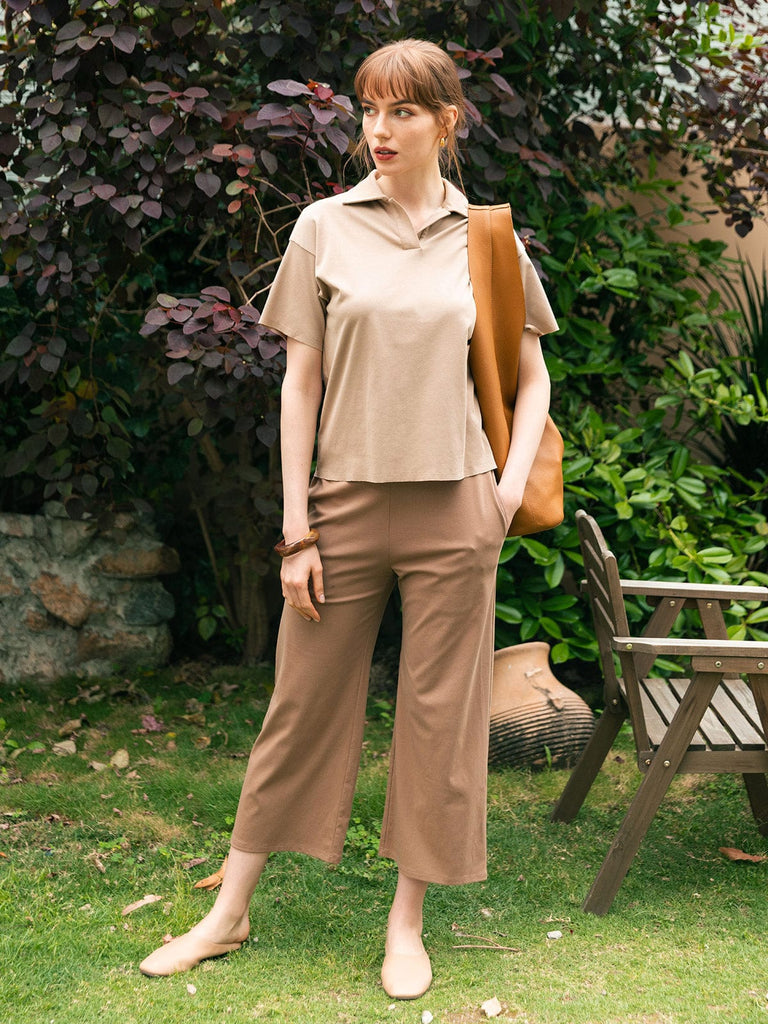 BERLOOK - Sustainable Tops _ Lapel Drop Shoulder Australia Cotton Tee