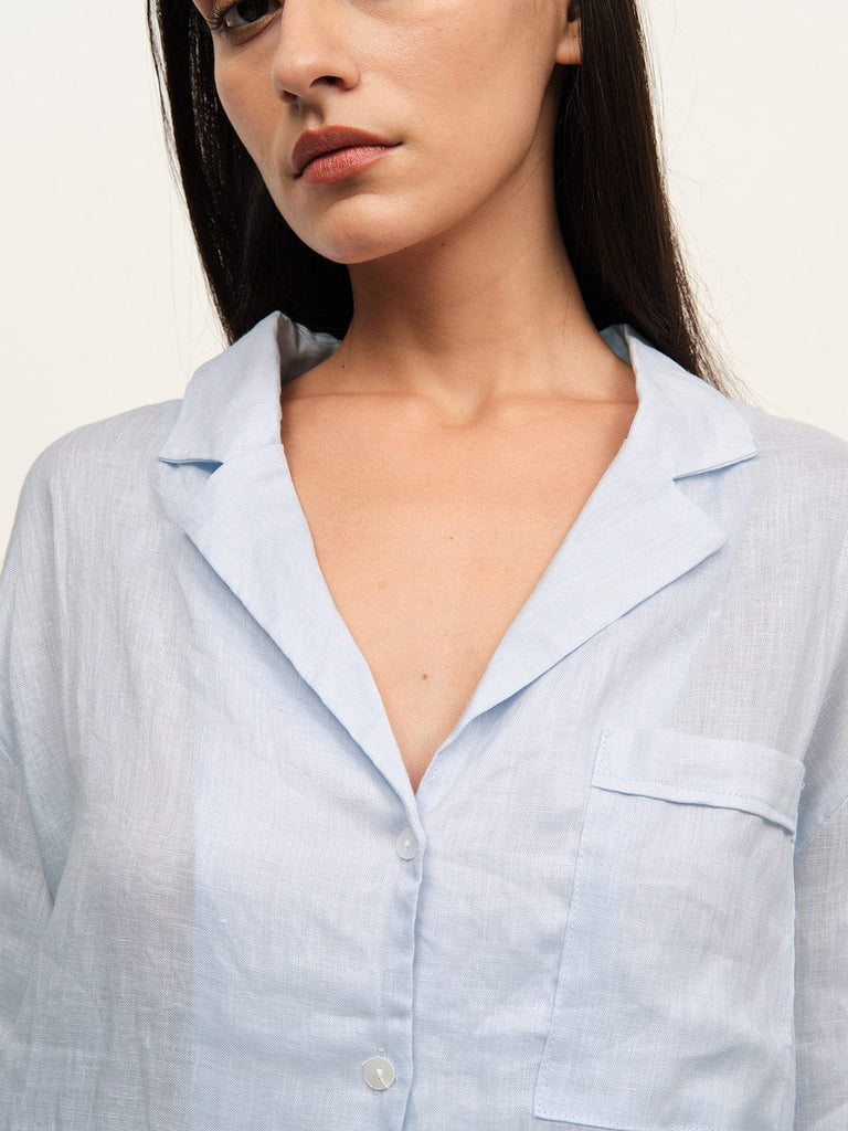 BERLOOK - Sustainable Tops _ Lapel Pocket Linen Blouse