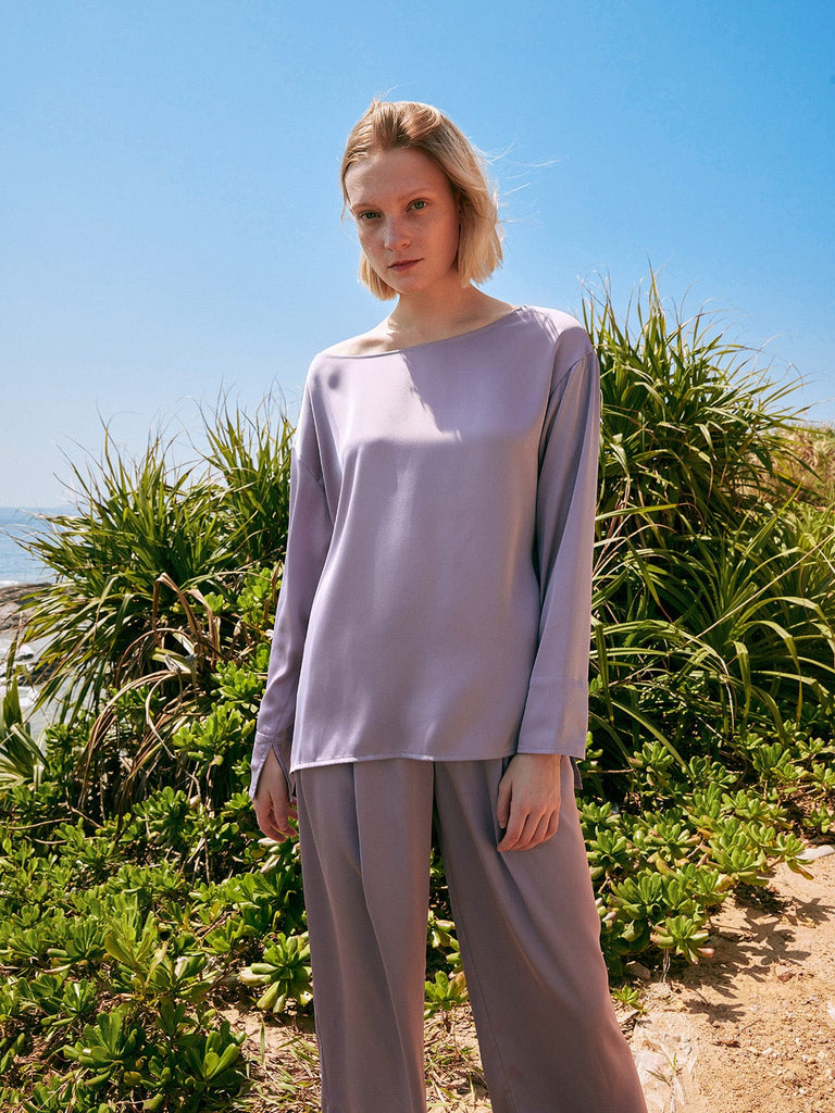 BERLOOK - Sustainable Tops _ Purple / S Solid Side Split Blouse