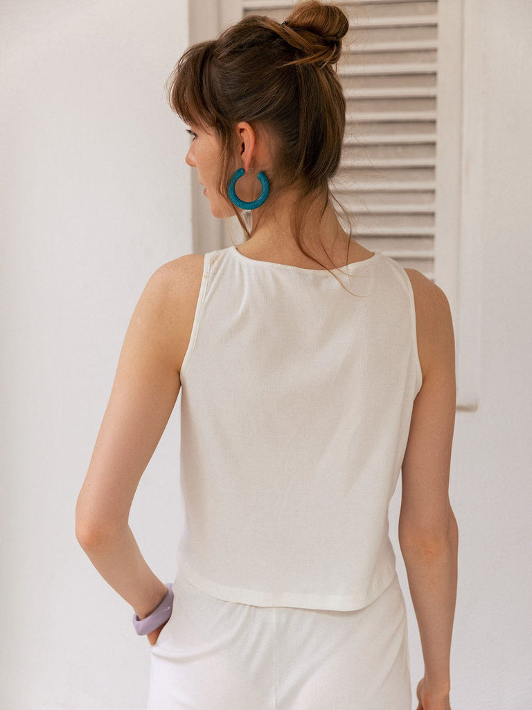 BERLOOK - Sustainable Tops _ Side Split Ribbed Australia Cotton Tank Top