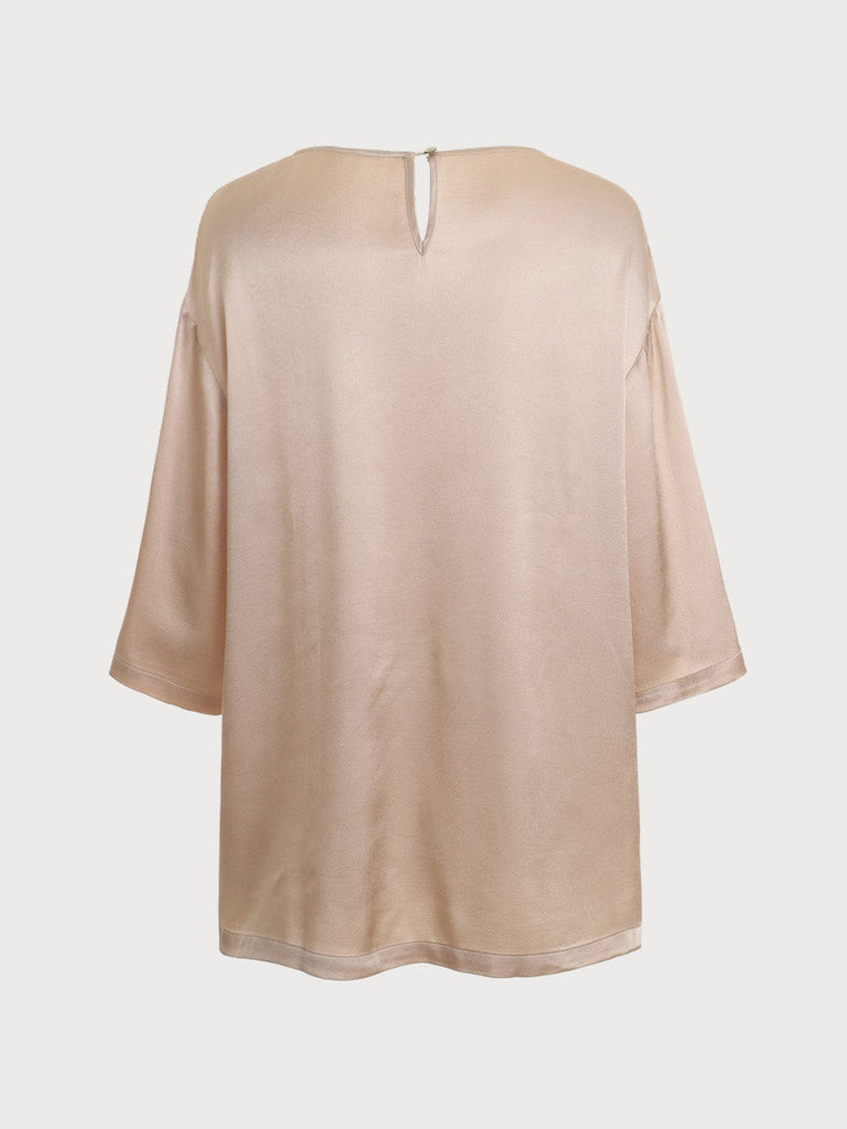 BERLOOK - Sustainable Tops _ Side Split Short Sleeve Viscose Blouse
