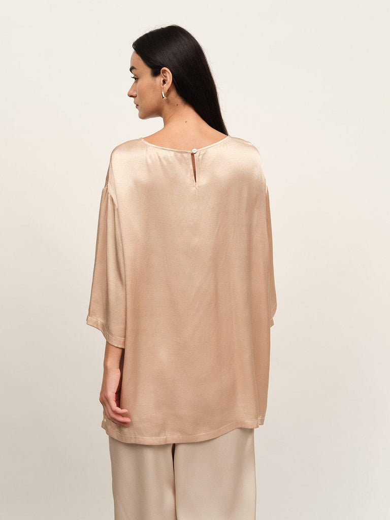 BERLOOK - Sustainable Tops _ Side Split Short Sleeve Viscose Blouse