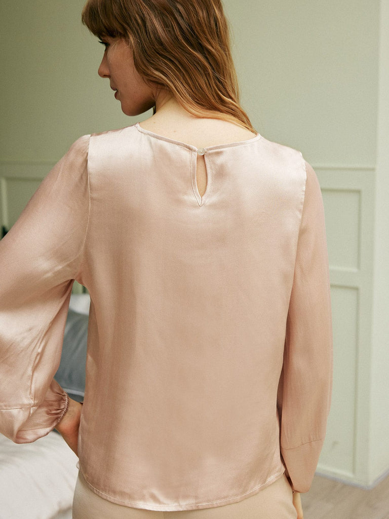 BERLOOK - Sustainable Tops _ Solid Lantern Sleeve Viscose Blouse