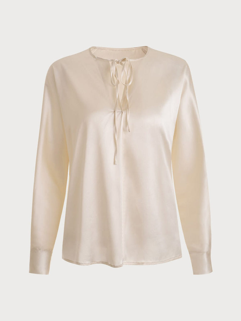 BERLOOK - Sustainable Tops _ Tie V Neck Blouse