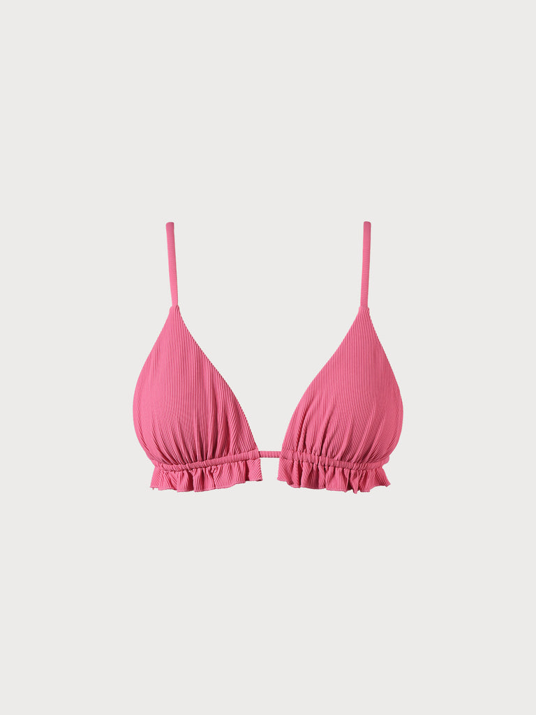 The Flounce Triangle Bikini Top Pink Sustainable Bikinis - BERLOOK