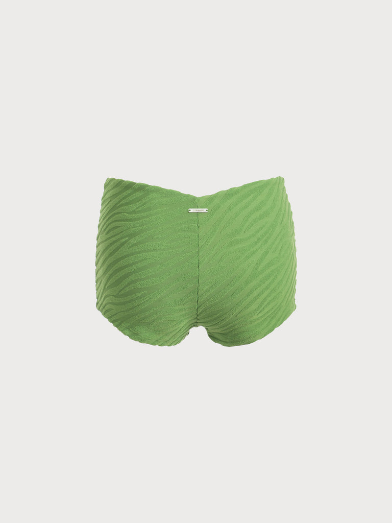 The Green Textured V Cut Bikini Bottom Sustainable Bikinis - BERLOOK