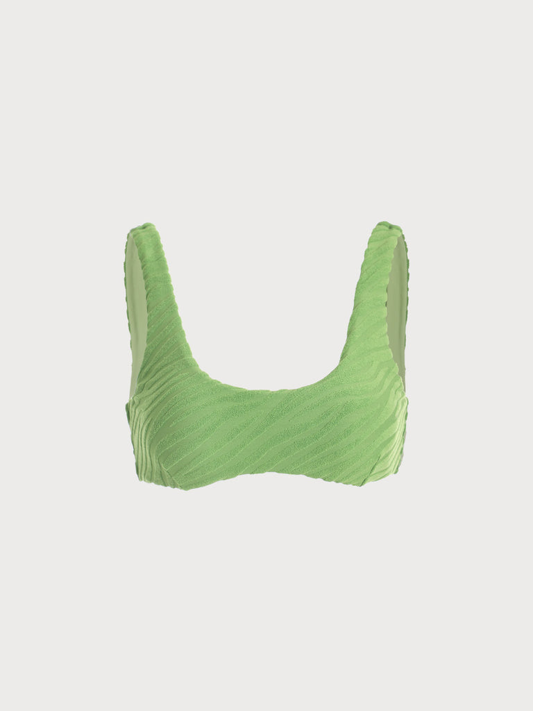 The Scoop Neck Textured Bikini Top Sustainable Bikinis - BERLOOK