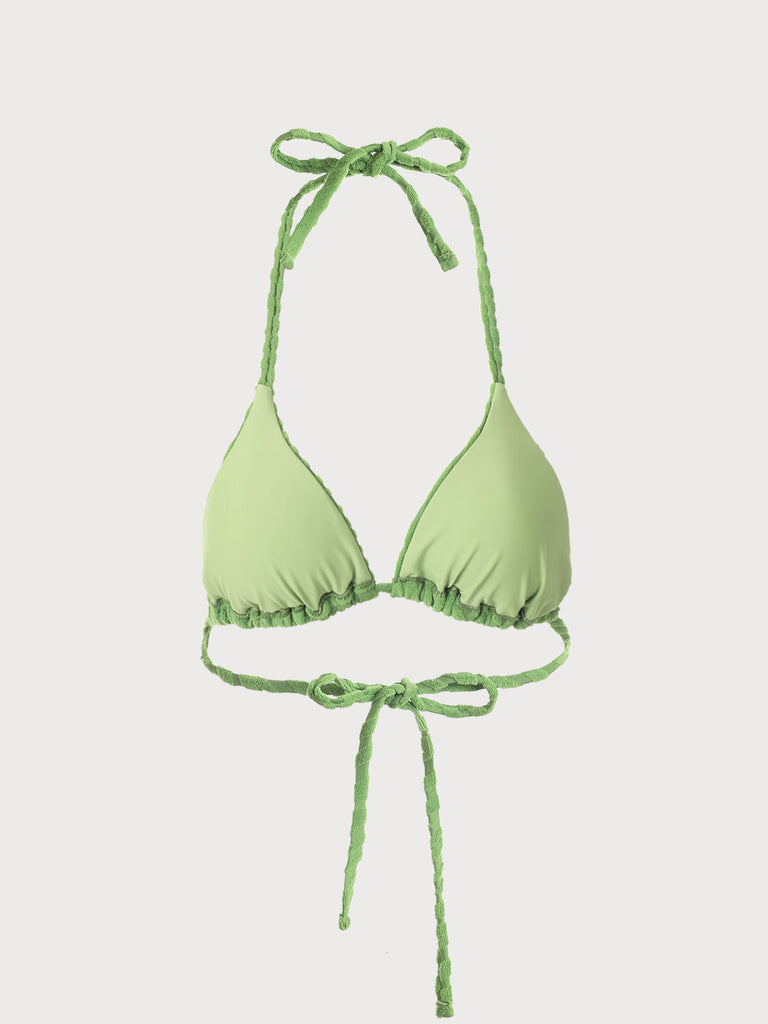 The Textured Halter Triangle Bikini Top Sustainable Bikinis - BERLOOK